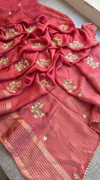 Crepe Banarasi Saree with Zardozi & Zarkan Embellishments