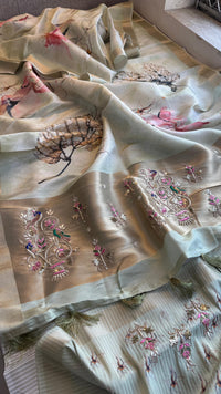 Soft Cosmo Munga Silk Banarasi Wedding Saree with Zardozi & Resham Work
