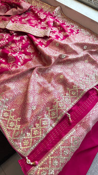 Pure Munga Silk Banarasi Saree with Zardozi, Sequins, Gotapatti & Pearl Embellishments