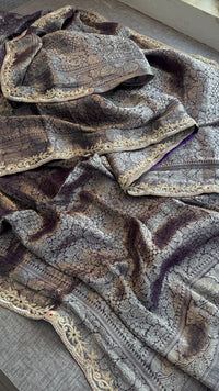 Pure Khaddi Georgette Banarasi Saree with Zardozi, Sequins, Pearls & Premium Stones