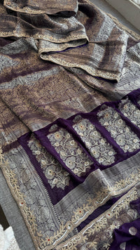 Pure Khaddi Georgette Banarasi Saree with Zardozi, Sequins, Pearls & Premium Stones