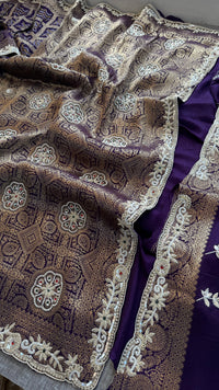 Pure Munga Silk Banarasi Saree with Zardozi, Sequins, Pearls & Premium Stones
