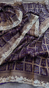Pure Munga Silk Banarasi Saree with Zardozi, Sequins, Pearls & Premium Stones