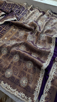 Pure Munga Silk Banarasi Saree with Zardozi, Sequins, Pearls & Premium Stones