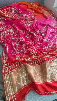 Pure Munga Silk Saree with Handcrafted Sikhiya & Gotapatti Work