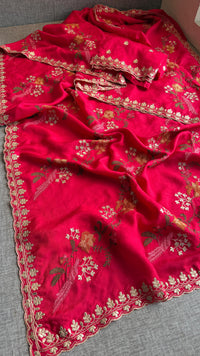 Pure Munga Silk Saree with Multi-Thread and Zari Embroidery