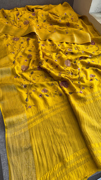 Pure Munga Silk Saree with Multi-Thread and Zari Embroidery