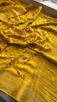 Pure Munga Silk Saree with Multi-Thread and Zari Embroidery