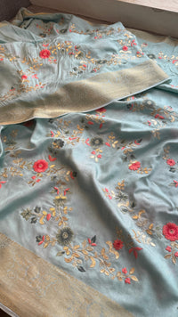 Pure Munga Silk Saree with Multi-Thread and Zari Embroidery