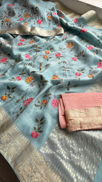 Pure Munga Silk Saree with Multi-Thread and Zari Embroidery