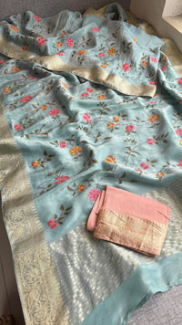 Pure Munga Silk Saree with Multi-Thread and Zari Embroidery