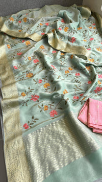 Pure Munga Silk Saree with Multi-Thread and Zari Embroidery