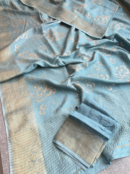 Pure Munga Silk Saree with Multi-Thread and Zari Embroidery
