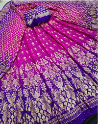 12 Kali pure georgette banarasi heavy neemjari weaving bandhani Lehenga with Duppata and Blouse