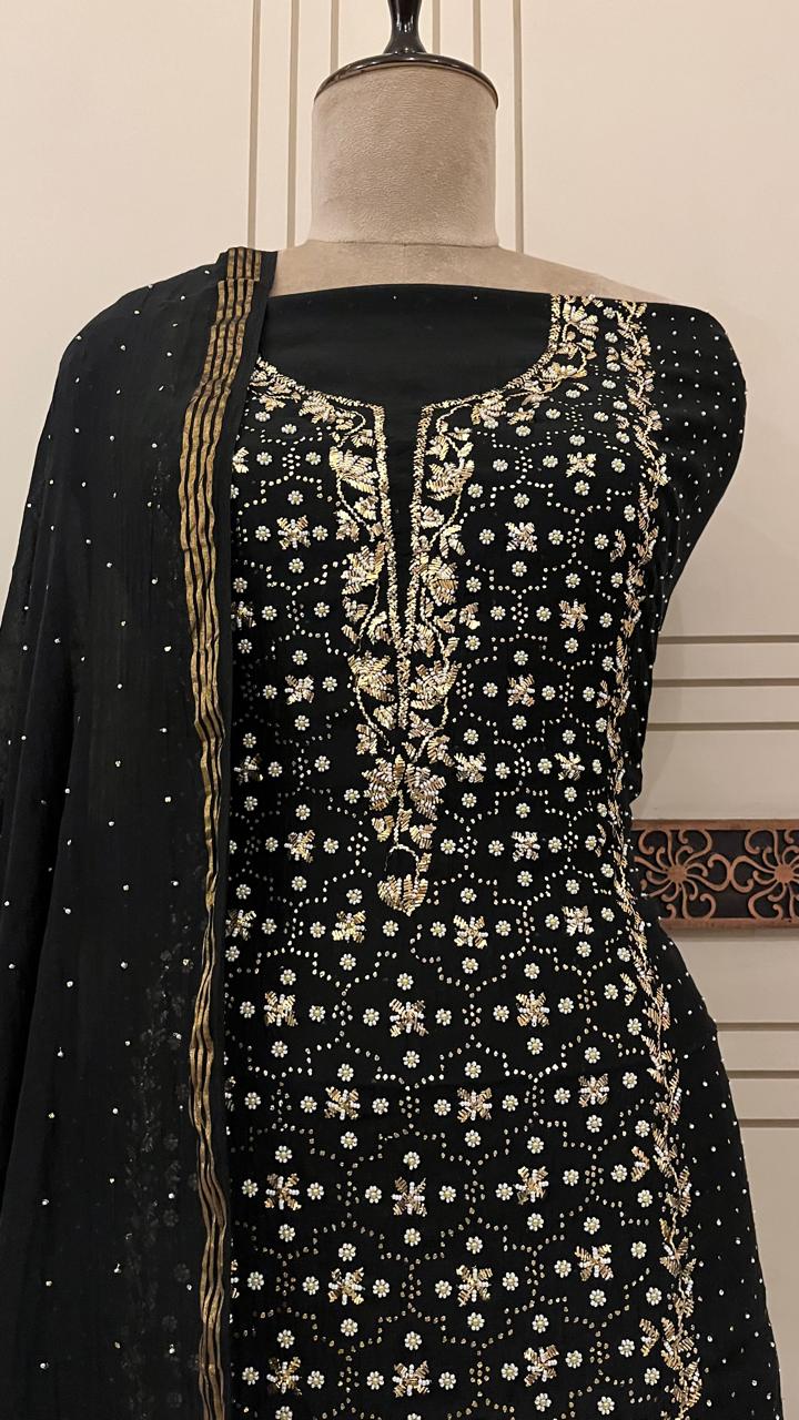 Pure Mul Chanderi Kurta Dupatta Set with Mukaish Pitta Work