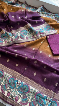 Luxurious Silver Banarasi Weave Satin Crepe Saree