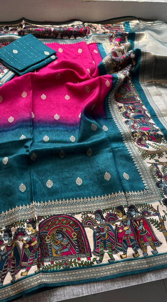 Luxurious Silver Banarasi Weave Satin Crepe Saree
