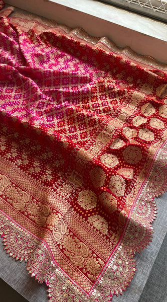 Elegant Bandhani Banarasi Khaddi Georgette Dupatta
