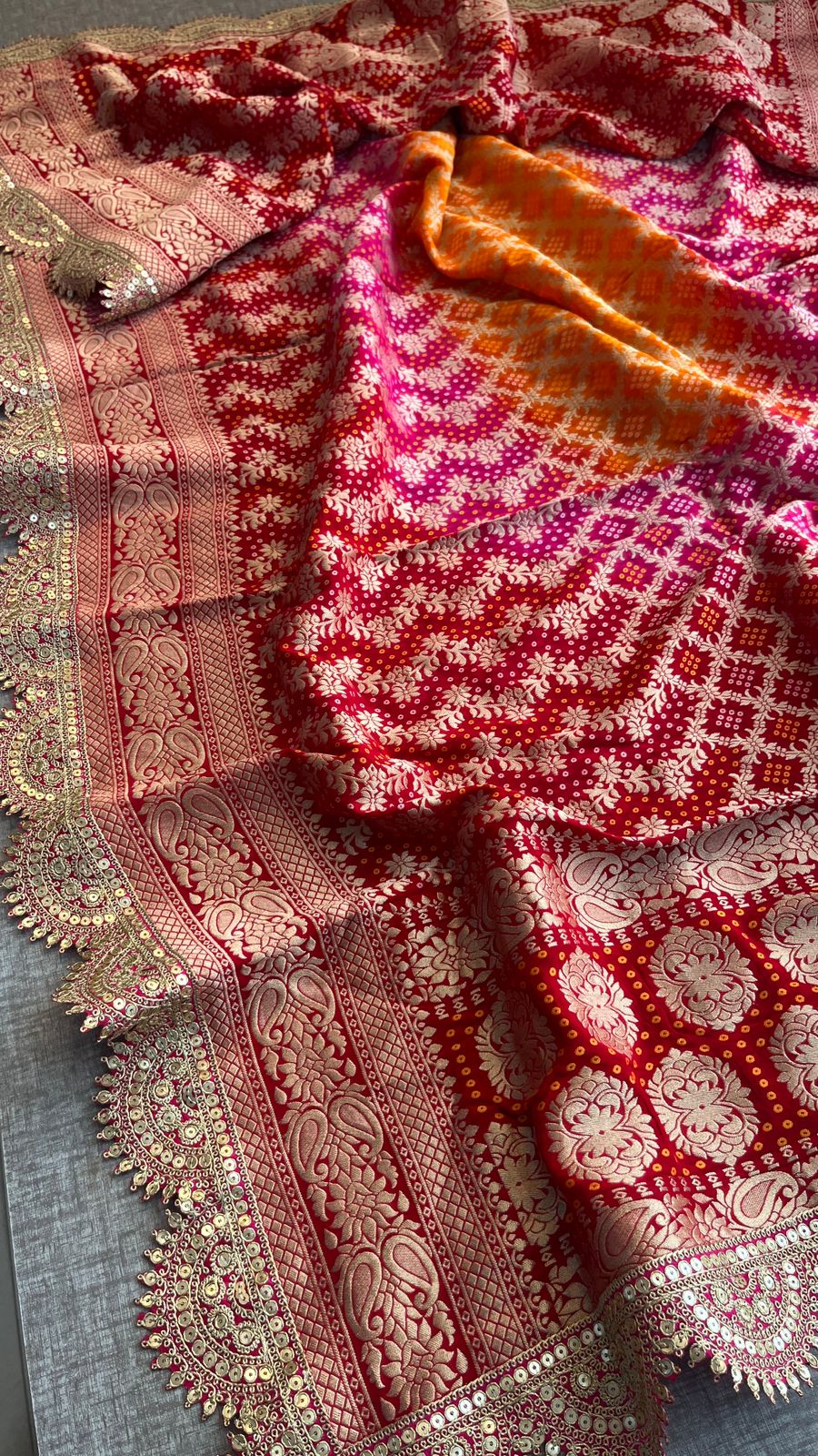 Elegant Bandhani Banarasi Khaddi Georgette Dupatta