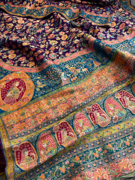 Luxurious Meena Banarasi Munga Tussar Silk Saree