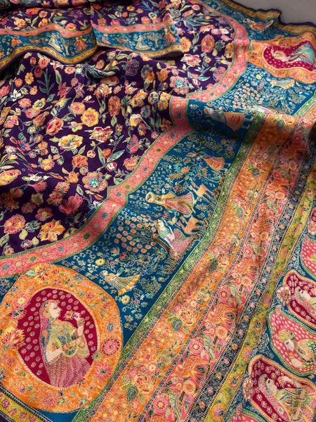 Luxurious Meena Banarasi Munga Tussar Silk Saree