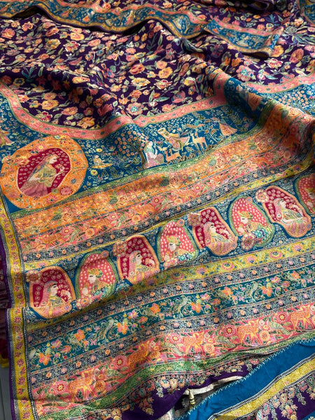 Luxurious Meena Banarasi Munga Tussar Silk Saree