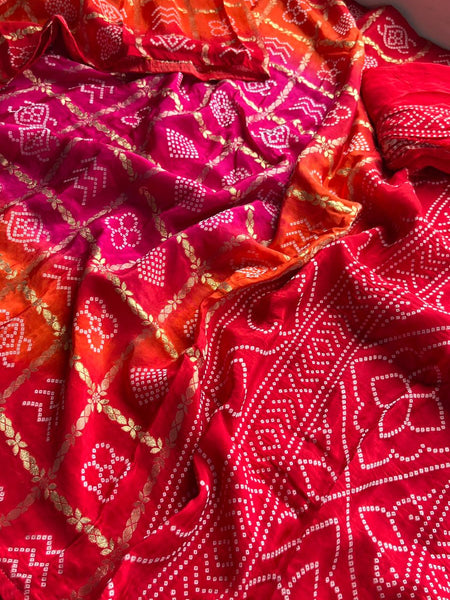 Pure Crepe Silk Saree with Bandhani Banarasi Weaving