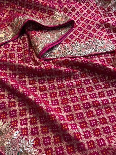 Pure Khaddi Georgette Saree with Gotapatti, Zardozi, Sequins & Pearl Work