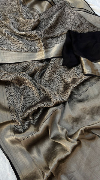Pure Khaddi Georgette Saree with Banarasi Weaving