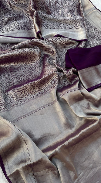 Pure Khaddi Georgette Saree with Banarasi Weaving