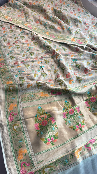 Pure Heavy Khaddi Georgette Banarasi Saree with Bandhani & Meena Weaving