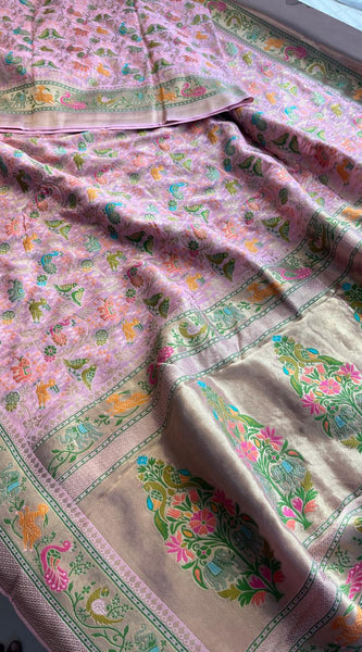 Pure Heavy Khaddi Georgette Banarasi Saree with Bandhani & Meena Weaving
