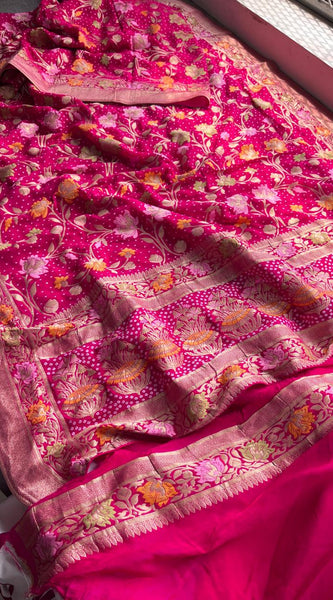 Pure Khaddi Georgette Saree with Meena Banarasi Weaving