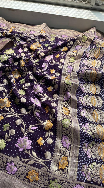 Pure Khaddi Georgette Saree with Meena Banarasi Weaving
