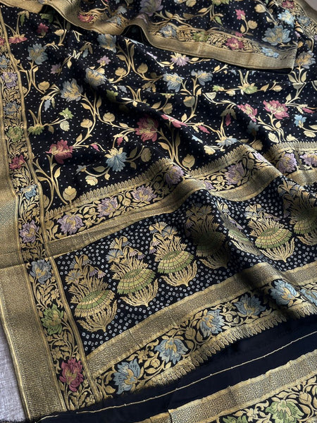 Pure Khaddi Georgette Saree with Meena Banarasi Weaving