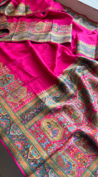 Pure Munga Tussar Silk Saree with Meena Banarasi Weaving