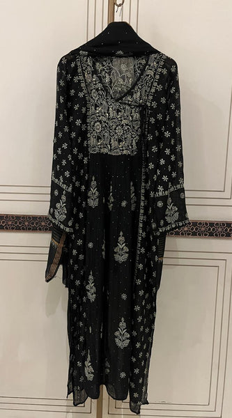 Mul Chanderi Angrakha Kurta Dupatta Set with Elegant Mukaish Work