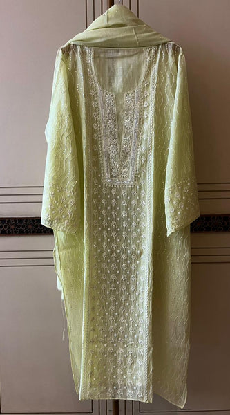 Pure Mul Chanderi Kurta Dupatta Set with Pearl & Katdana Embellishments
