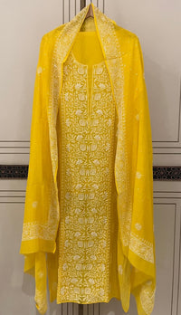 Pure Mul Chanderi Kurta Dupatta Set with Intricate Pearl & Katdana Embellishments