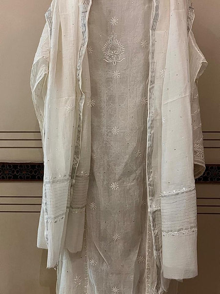 Pure Mul Chanderi Kurta Dupatta Set with Sequin and Katdana