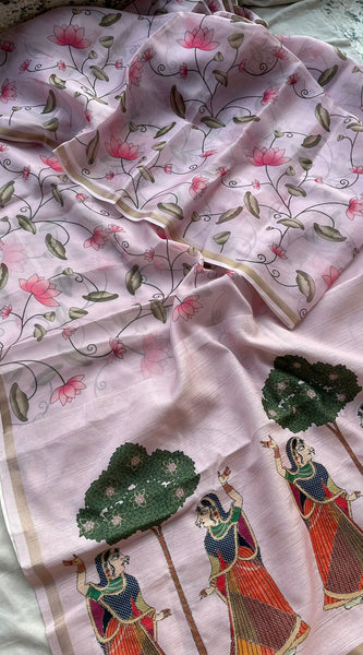 Soft Tussar Saree with Organza Floral Design