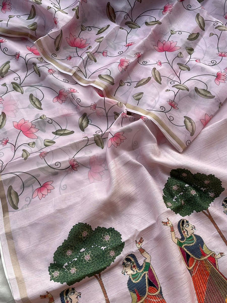 Soft Tussar Saree with Organza Floral Design