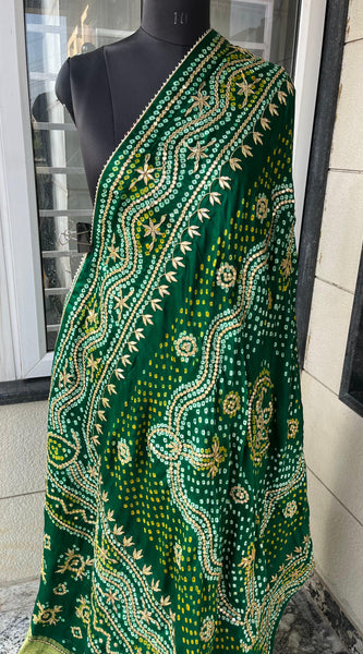 Pure Gajji Silk Dupatta with Authentic Handcrafted Gotta Patti Work