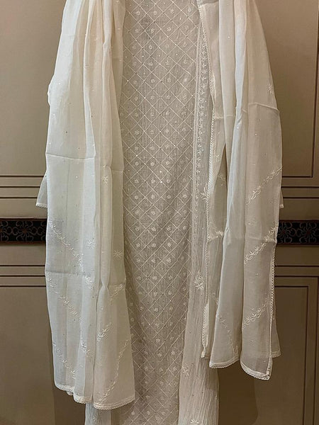 Dyeable Pure Mul Chanderi Kurta Dupatta Set with Pearl, Sequin & Katdana Embellishments