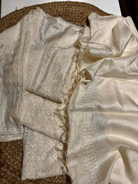 Dyeable Pure Silk Kurta Dupatta Set with Pearl, Sequin & Katdana Embellishments