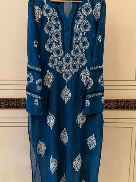 Mul Chanderi Kurta Dupatta Set with Intricate Mukaish Work