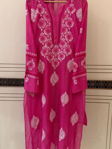 Mul Chanderi Kurta Dupatta Set with Intricate Mukaish Work