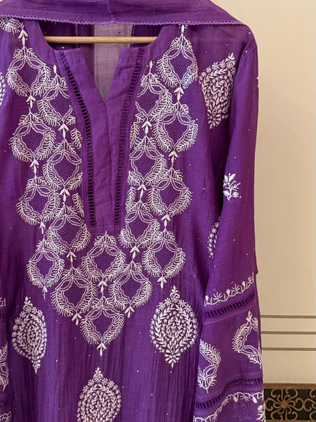 Mul Chanderi Kurta Dupatta Set with Intricate Mukaish Work