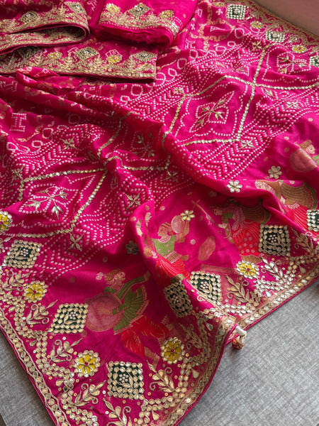 Crepe Banarasi Silk Saree with Gotapatti & Pearl Work
