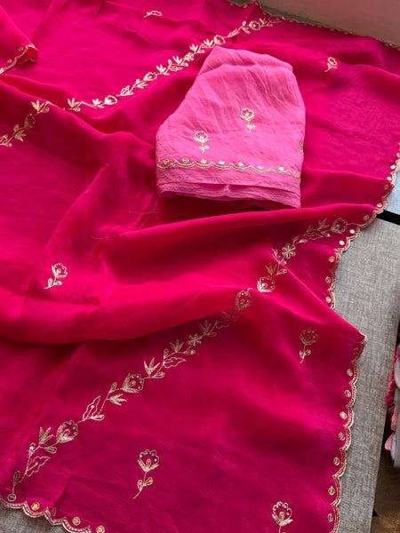 Soft Crepe Silk Saree with Zarkan & Kasab Embellishment
